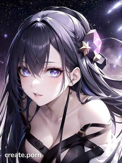 Nebula-Skinned Beauty with Dark Nipples in Seductive Hentai AI Image
