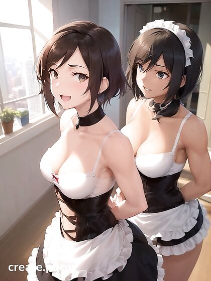 Cute Bobcut Chick with Medium Breasts in Seductive Hentai AI Image