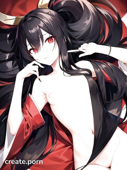 Long-Haired Beauty in Black Shows Off Her Best Bottom-Up Views in Hentai AI Image