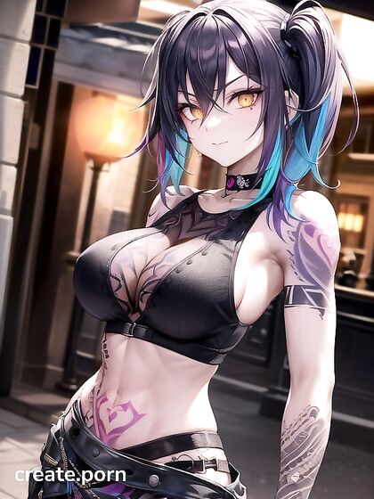 Tattooed Babe Shows Off Underboob in Steamy Hentai Wallpapers