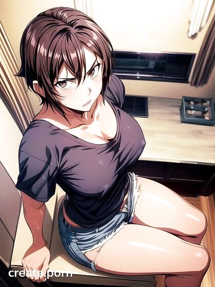 Thick Black-Haired Beauty Shows Off Her Medium-Ass in Seductive Hentai AI Image