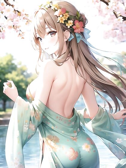 Spring Sprite Surrounded by Blooming Trees for HD Hentai Pleasure