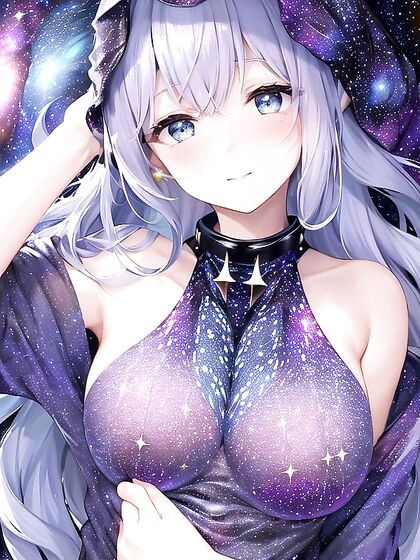 Galaxy-Themed Outfit Covers Her Body but Not Her Face in High-Res Hentai Glory
