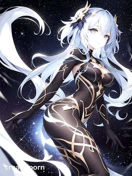 Star-Eyed Beauty with Celestial Skin Seduces in Sensual Hentai AI Image