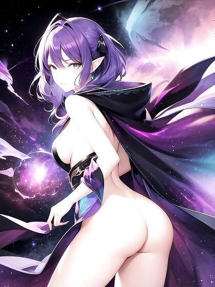 Rear View Seduction - Professional Photography Captures Nebula-Cloaked Ecstasy