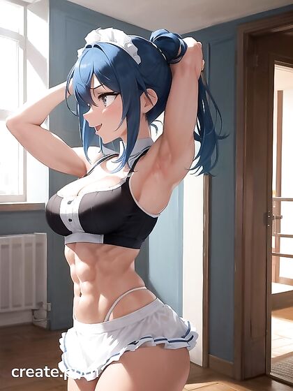 Brown-Skinned French Maid Shows Off Seductive Tan Lines inSTEAMY Hentai AI Image