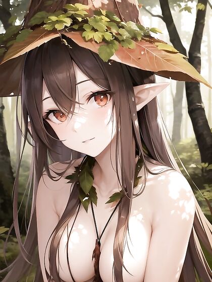 Morning Dew in the Forest - Bark-Like Skin and Leafy Touch in High-Res Hentai Bliss