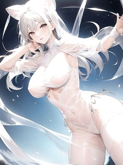 Nipples Revealed Under See-Through Saran Wrap in Seductive Hentai AI Image
