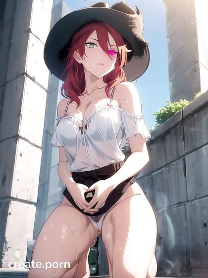 Small Breasts and Off-Shoulder Style in Seductive Green Hentai AI Image