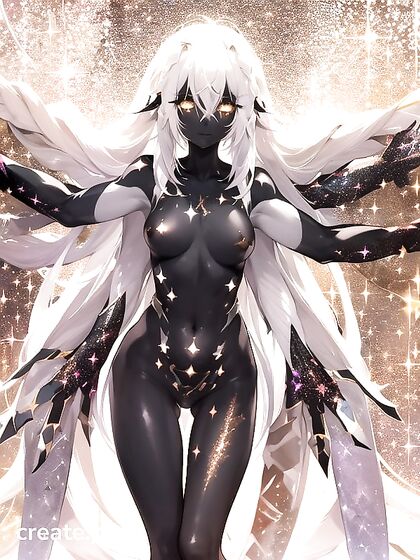 White-Haired Beauty With Deep Black Skin in Steamy Hentai AI Image