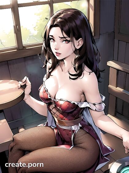 voluptuous Green-skinned Beauty in Off-Shoulder Outfit Seduces in Hentai Fantasy