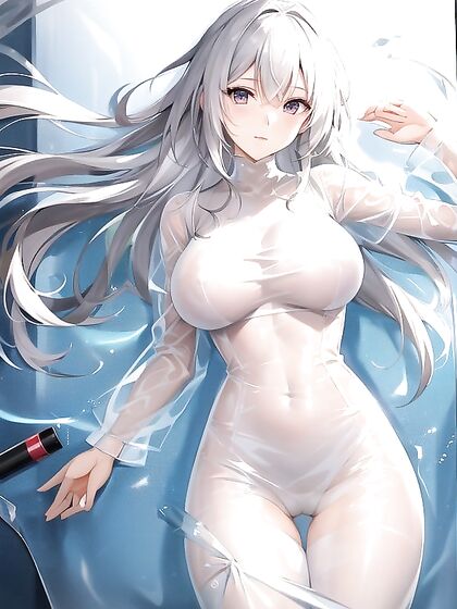 Transparent Saran Wrap Outfit Reveals All in Seductive Hentai AI Image