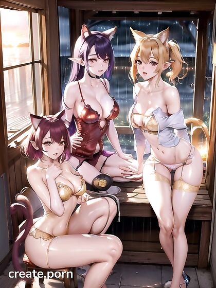 Cat Girl 18+ with Pointy Elf Ears and Massive Ass in Steamy Hentai AI Image