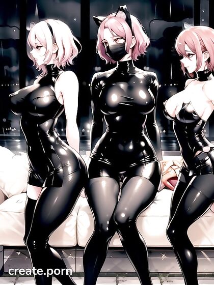 Pink hentai delight - Form-fitting clothes and couch pleasures