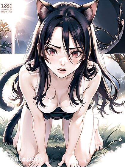 Embarrassed Cat Girl 18+ with a Large Ass in Steamy Hentai AI Image