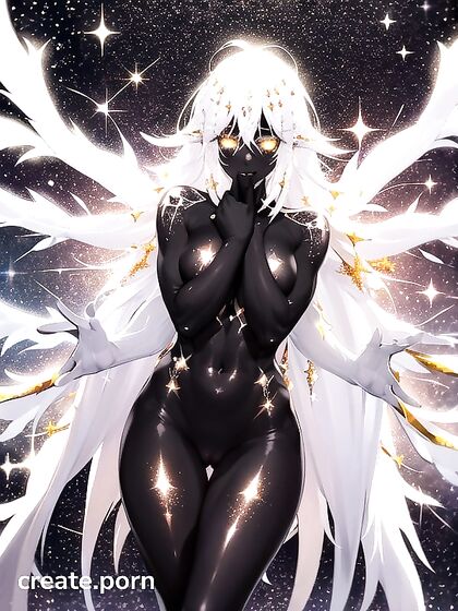 Glitter-Haired Beauty with Starry Eyes Seduces in Naughty Hentai AI Image