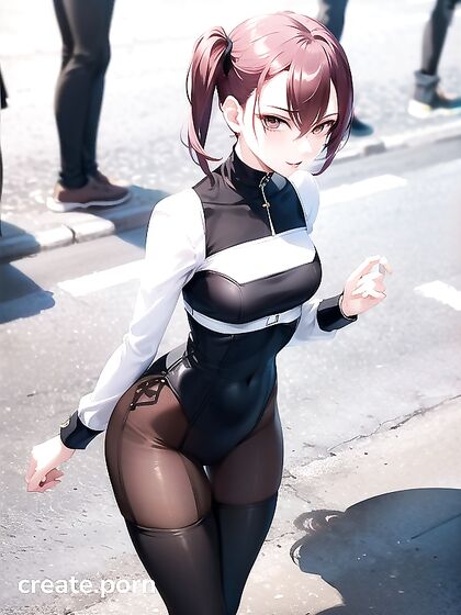 Skinny Girl 18+ in Nylon Stockings Seduces in Erotic Hentai AI Image