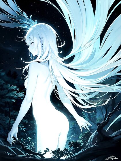 Semi-Nude Bioluminescent Forest Guardian in Professional Photography Hentai Mastery