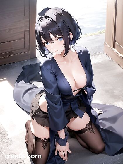 Fit Girl 18+ Shows Off Her Cleavage in Top-Down Hentai AI Image