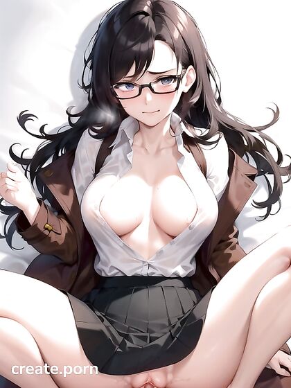 Pale-Skinned Beauty in Black Skirt Tempts Crowds in Steamy Hentai AI Image