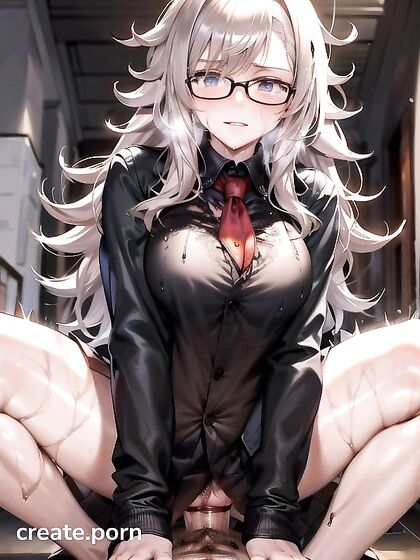 Big-Busted Beauty with Raven Hair Enjoys Steamy Library Hentai AI Image