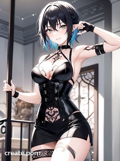 Natural Breasts and Bobcut Babe in Armor for Steamy Hentai AI Image
