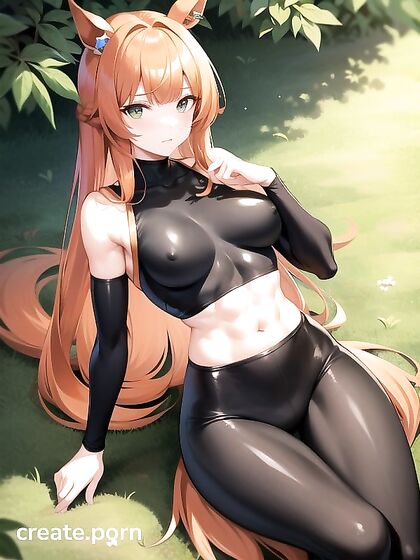 Long Haired Girl 18+ with Blunt Bangs and Green Eyes Enjoying Hentai Pleasure