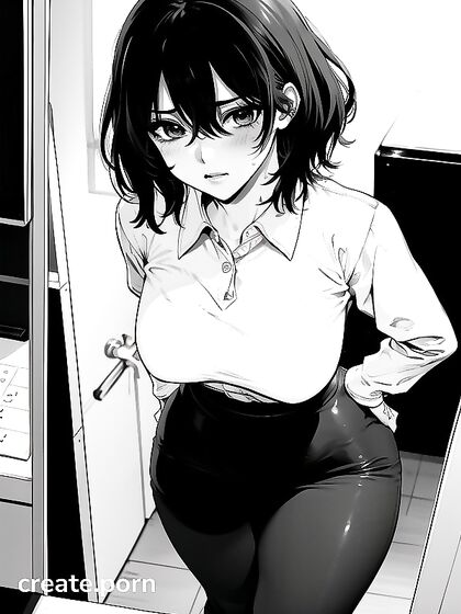 Teacher with Hands on Her Massive Ass in Seductive Hentai AI Image