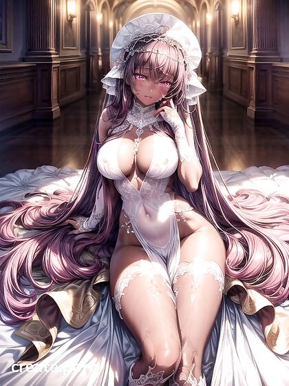 Fit Pink-Haired Beauty with Dark Brown Skin in Seductive Hentai AI Image