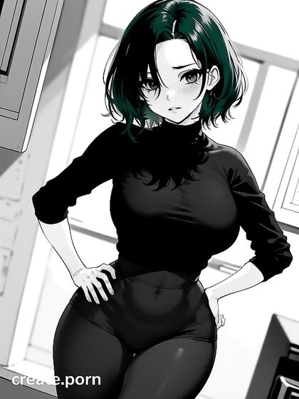 Embarrassed 18-Year-Old with Light Blue Hair in Steamy Hentai AI Image