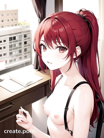 Naked Redhead With Small Breasts Enjoys Steamy Hentai AI Image