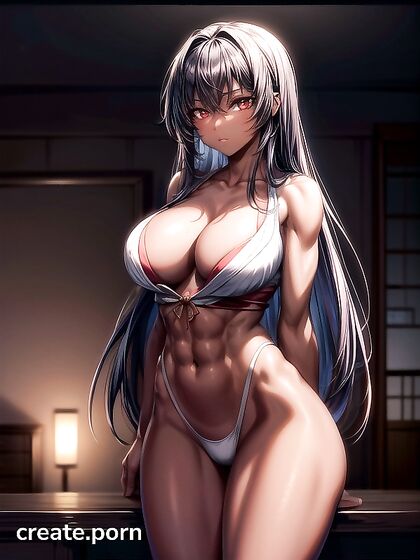 Dark-Skinned Beauty Shows Off Her Curves in Steamy Standing Hentai AI Image