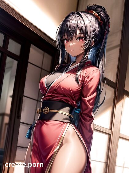 Long-Length Standing Sex with Round Breasts in Hentai AI Image