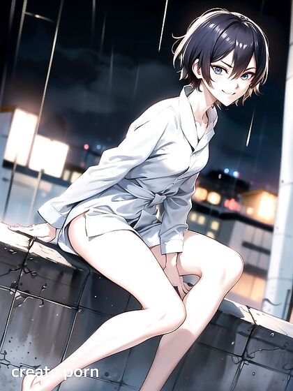 Feet Worship on the Rooftop - Manga-Inspired Hentai AI Image
