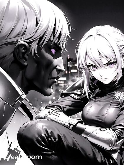 Pale-Skinned Beauty with Natural Breasts in Armored Hentai Ecstasy