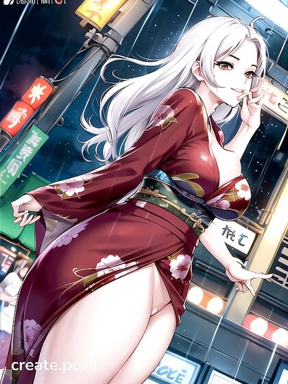 Pale-Skinned Beauty inKimono withRed Eyes Enjoys Intense Hentai Pleasure