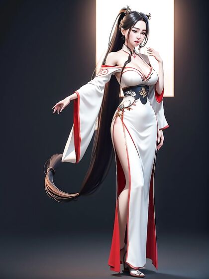 Bare-Footed Beauty in High-Slit Dress Seduces in 3D Hentai AI Image