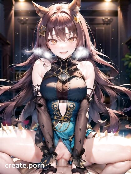 Silence Suzuka’s Glowing Eyes Shine in Sultry Dress-Up Hentai AI Image