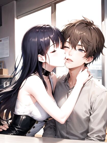Passionate Boy 18+ Kissing Girl 18+ in Sensual Hentai AI Image