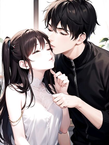 Teen 18+ Couple Engages in Passionate Kisses in Steaming Hentai AI Image