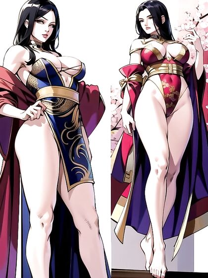 Beautiful Face and High Slit Dress Showcasing Luscious Cleavage in Hentai Ai Porn