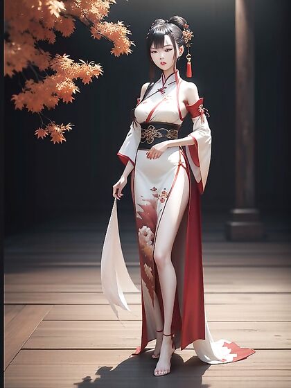 Chinese Beauty in Traditional Hanfu Dives into Steamy Hentai AI Image