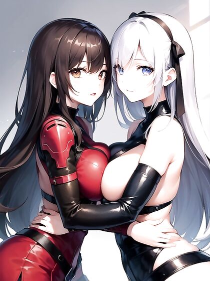 Intimate Girl 18+s Hug and Press Their Boobs Together in Sensual Hentai Bliss