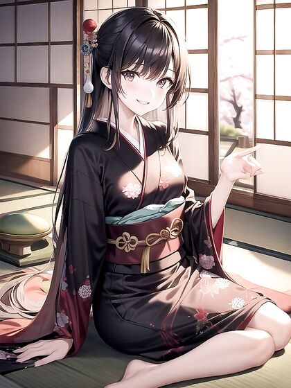 Skinny Girl 18+ in Kimono Enjoying Passionate Sex on Tatami Mats