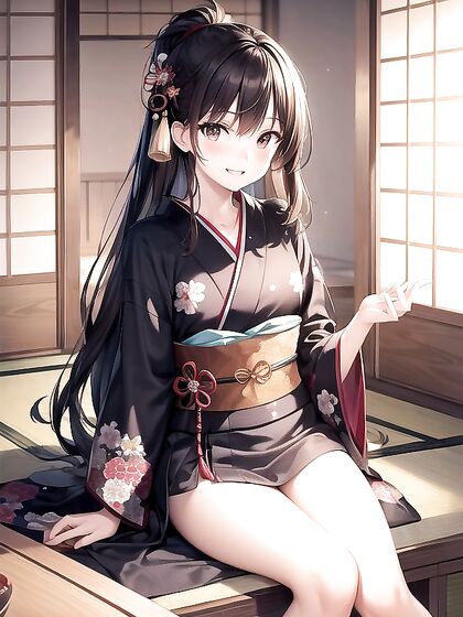 Skinny Girl 18+ Enjoying Blissful Moments on Tatami in Hentai AI Image