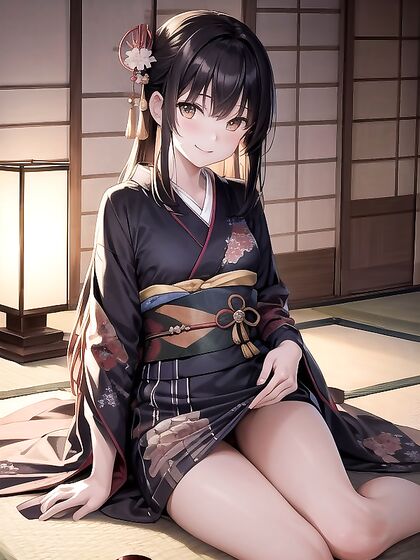 Skinny Girl 18+ Gets Happy in Seated Position for Steamy Hentai AI Image