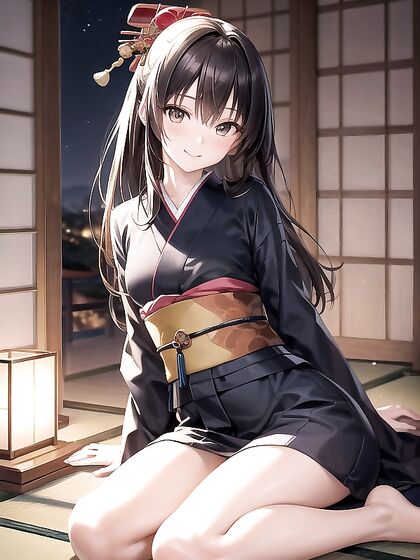 Enjoying Intimate Moments on Tatami Mats with Seductive 18+ Hentai AI Image
