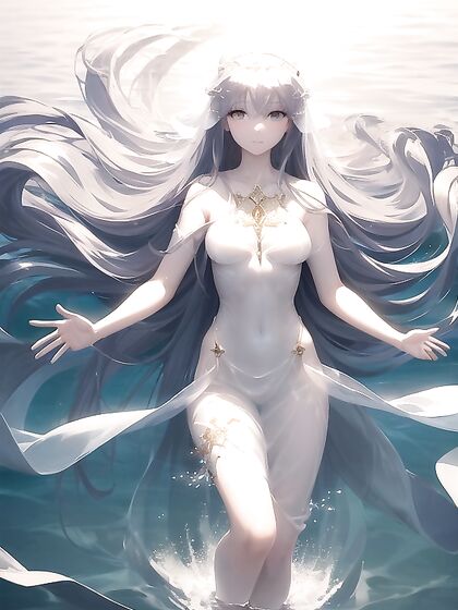Girl 18+ Embodied as Jesus with Serene Eyes in Full-Body Hentai AI Image