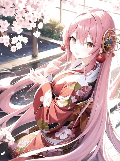 Cute Anime Girl 18+ in Modern Kimono Displays Charm and Seduction in Hentai AI Image