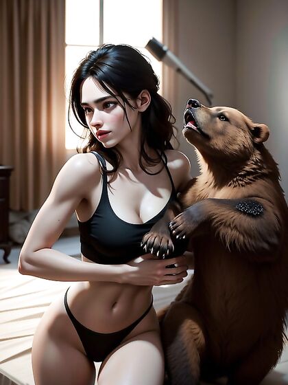 Margaret Qualley Fights a Bear in Intense 3D Hentai AI Image